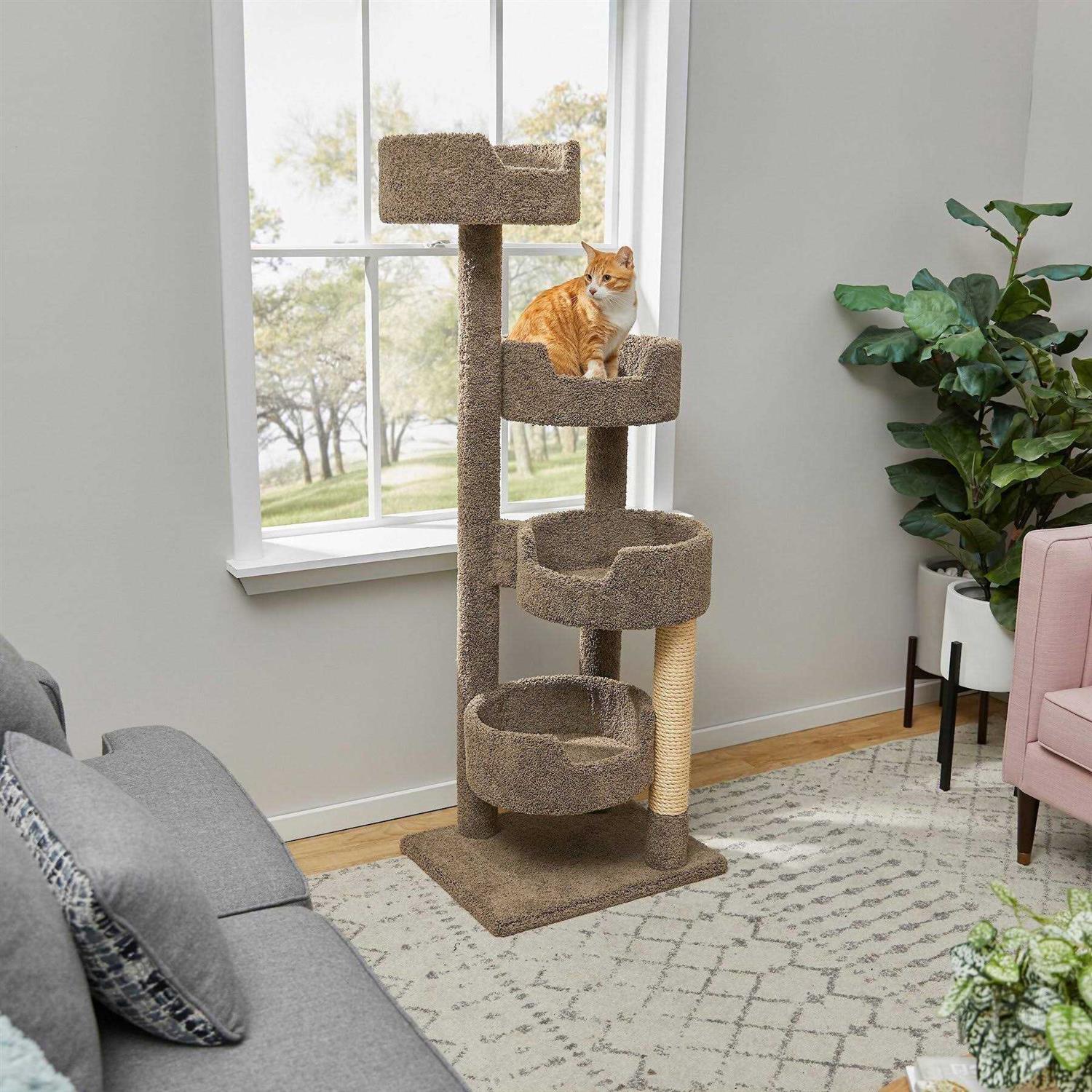 65-in Real Carpet Wooden Cat Tree T97596