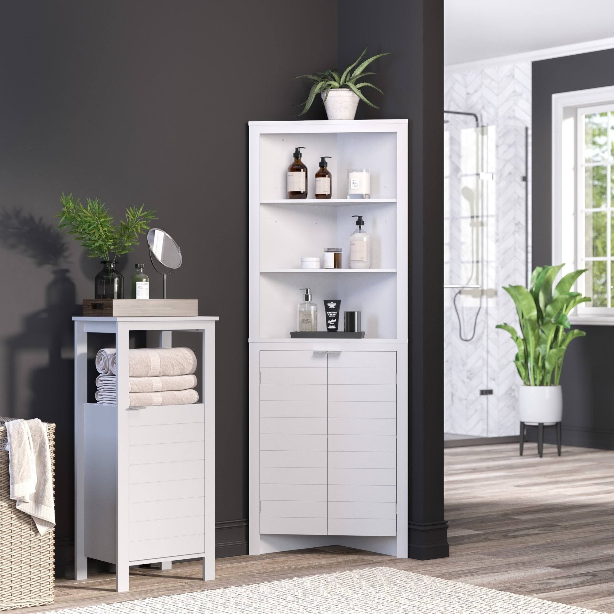 Gray Tall Corner Cabinet D888827