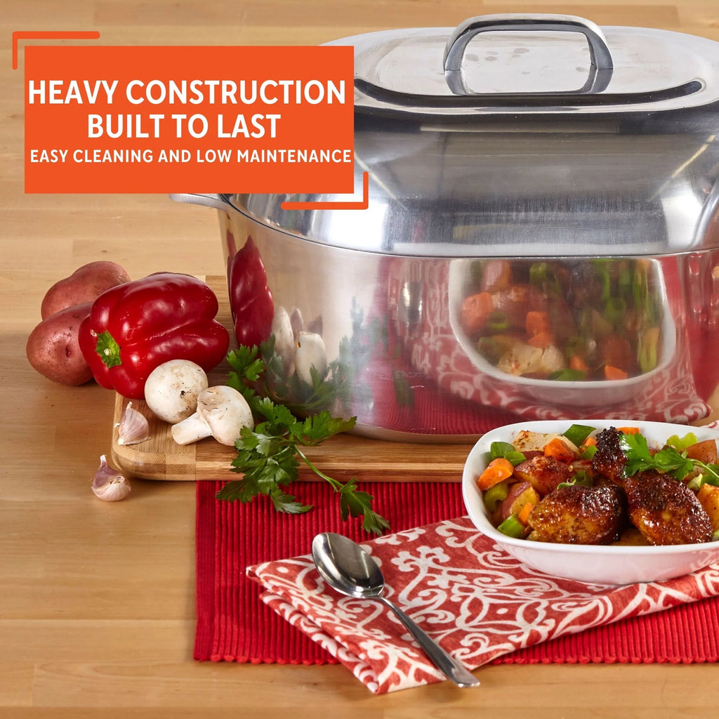15 inch Cast Aluminum Roaster Pan with Lid and Roasting Tray U7991