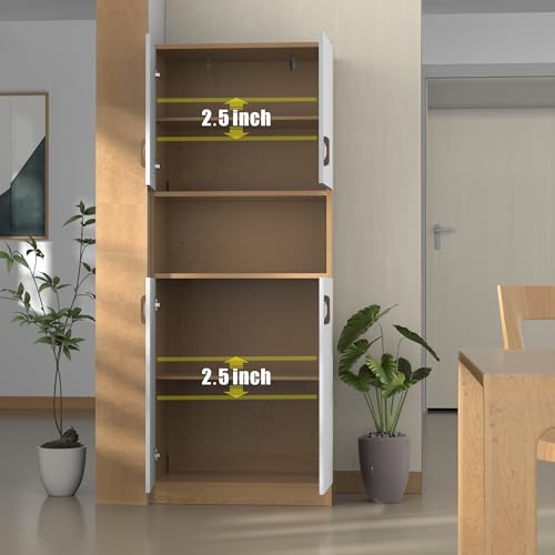 70" Tall Freestanding Wooden Kitchen Pantry Cabinet with Doors P2670
