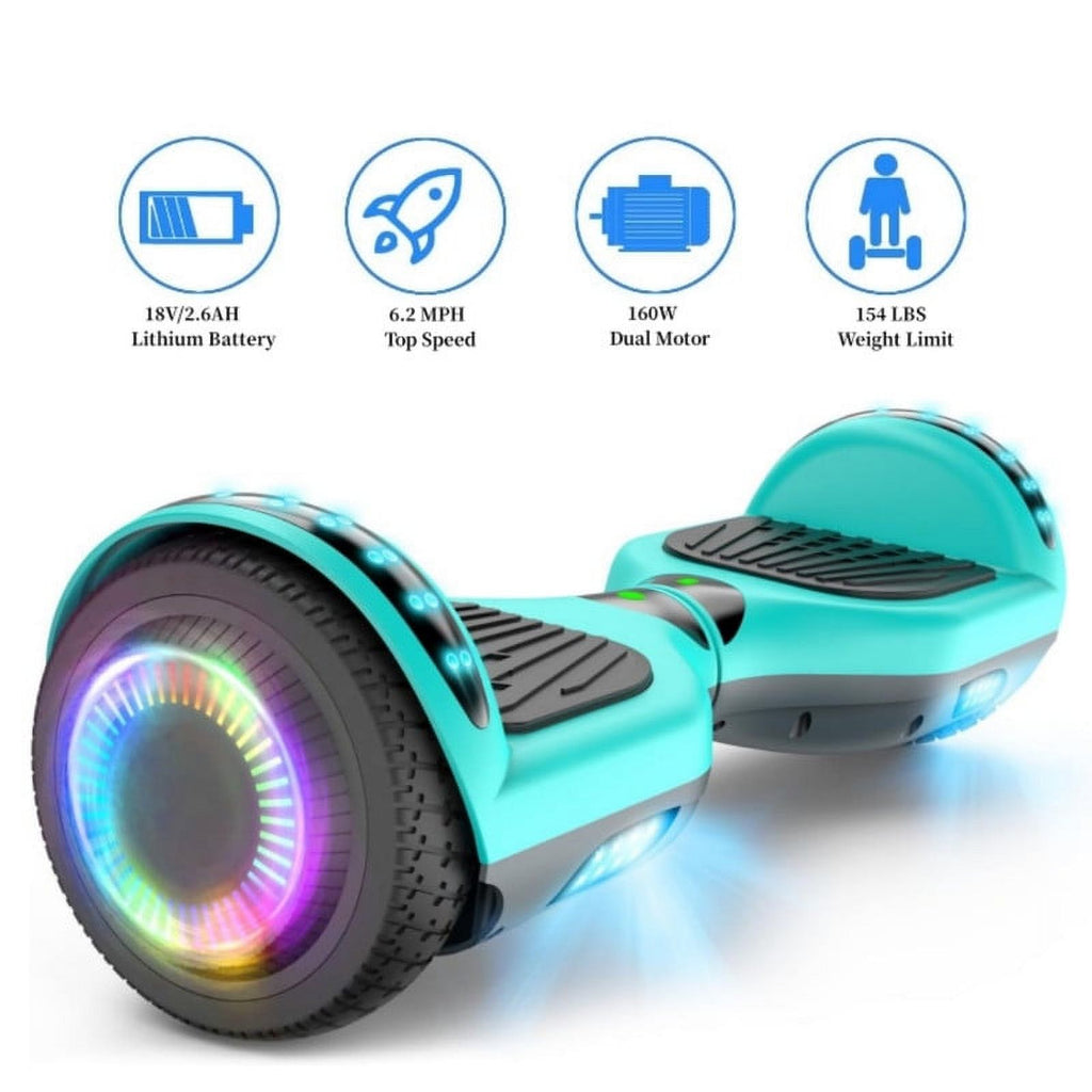 6.5 inch Off-Road All Terrain Hoverboard with LED Flash Wheels, Green Gray M825882