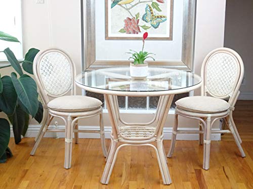 Set of 2 Natural Rattan Side Chair with Cream Cushion E858766