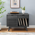 Charcoal Vinyl Record Display Stand with Drawers C876721