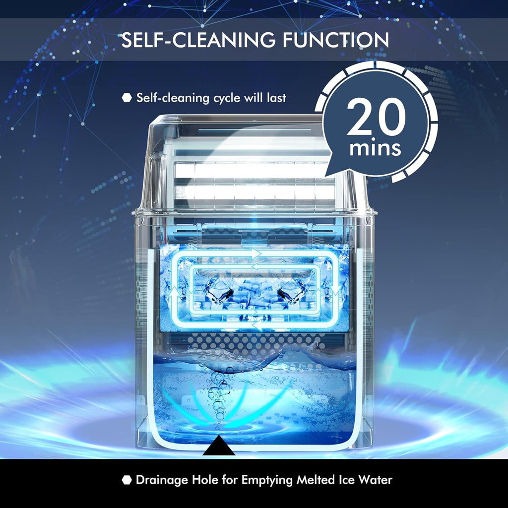 40LBS/24H Portable Compact Ice Machine with Auto Self-Cleaning Function B32166