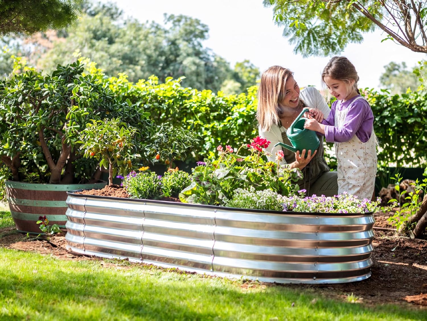 Galvanized Raised Garden Beds Outdoor 8×4×1 ft Planter Large Metal Garden Box Silver K439591
