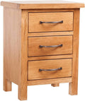 Solid Oak Wood Nightstand with 3 Drawers Q548117