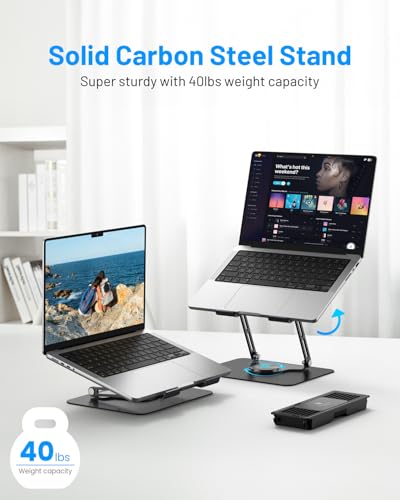 Laptop Cooling Stand with 360° Rotation Base, Detachable Thermoelectric Cooler, Adjustable Height, Solid Carbon Steel, 2-Power Peltier Cooling Pad J7300