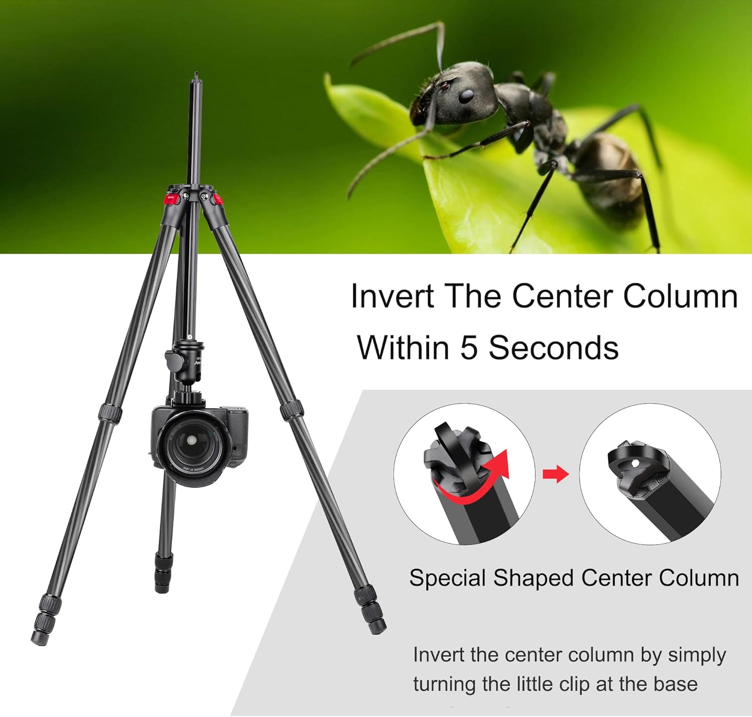 63" Carbon Fiber Camera Tripod Monopod Kit Q676