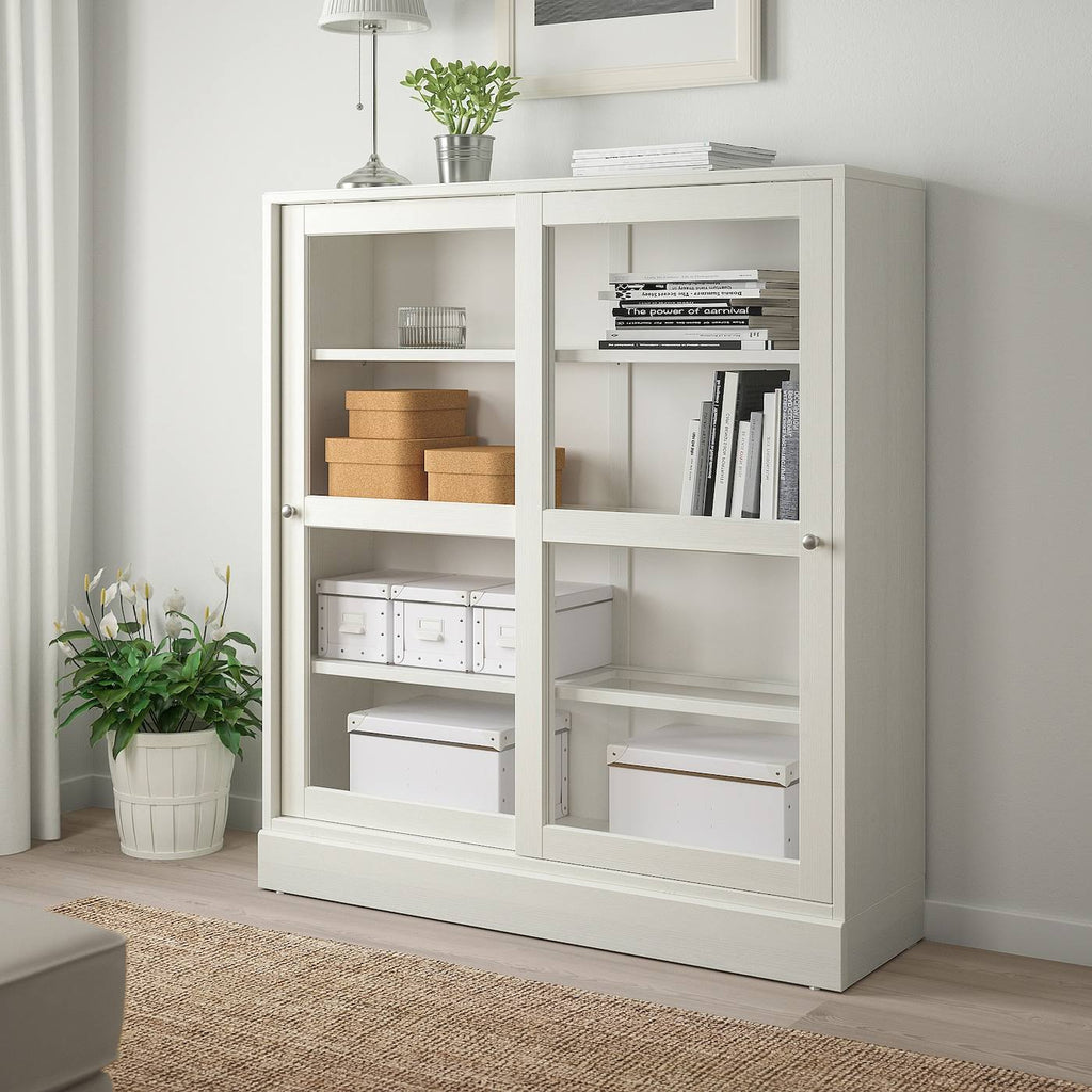 White Clear Glass Glass-Door Cabinet with Base Z6687