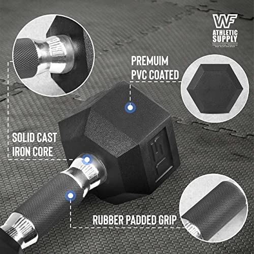 Rubber Encased Hex Dumbbells with Rubber Grip Contoured Handle L85525