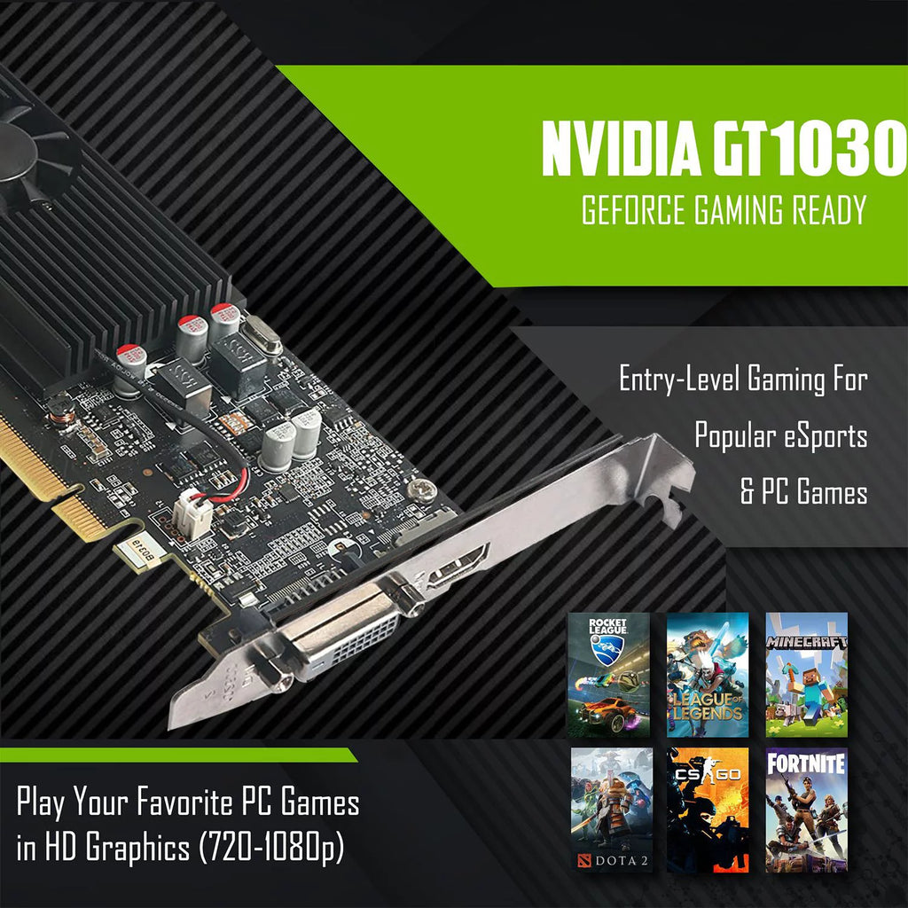 Restored Gaming Desktop PC, Intel Core i5 4th Gen, GT 1030 Graphics, 16GB RAM, 1TB SSD, 24 Inch Dual Monitor, RGB Keyboard Mouse, Speaker, Webcam, Win 10 Pro (Refurbished) T536