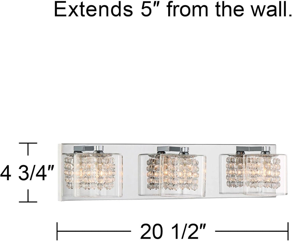 Chrome Silver Metal 3-Light Wall Mount Fixture with Clear Glass Shade G80758