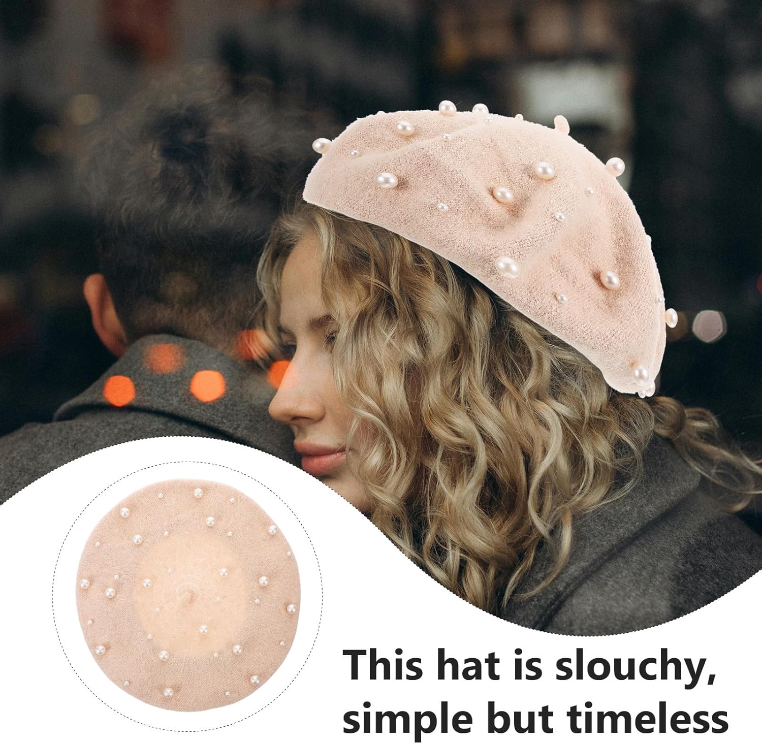 Beige Cashmere Wool Beret Q9643
