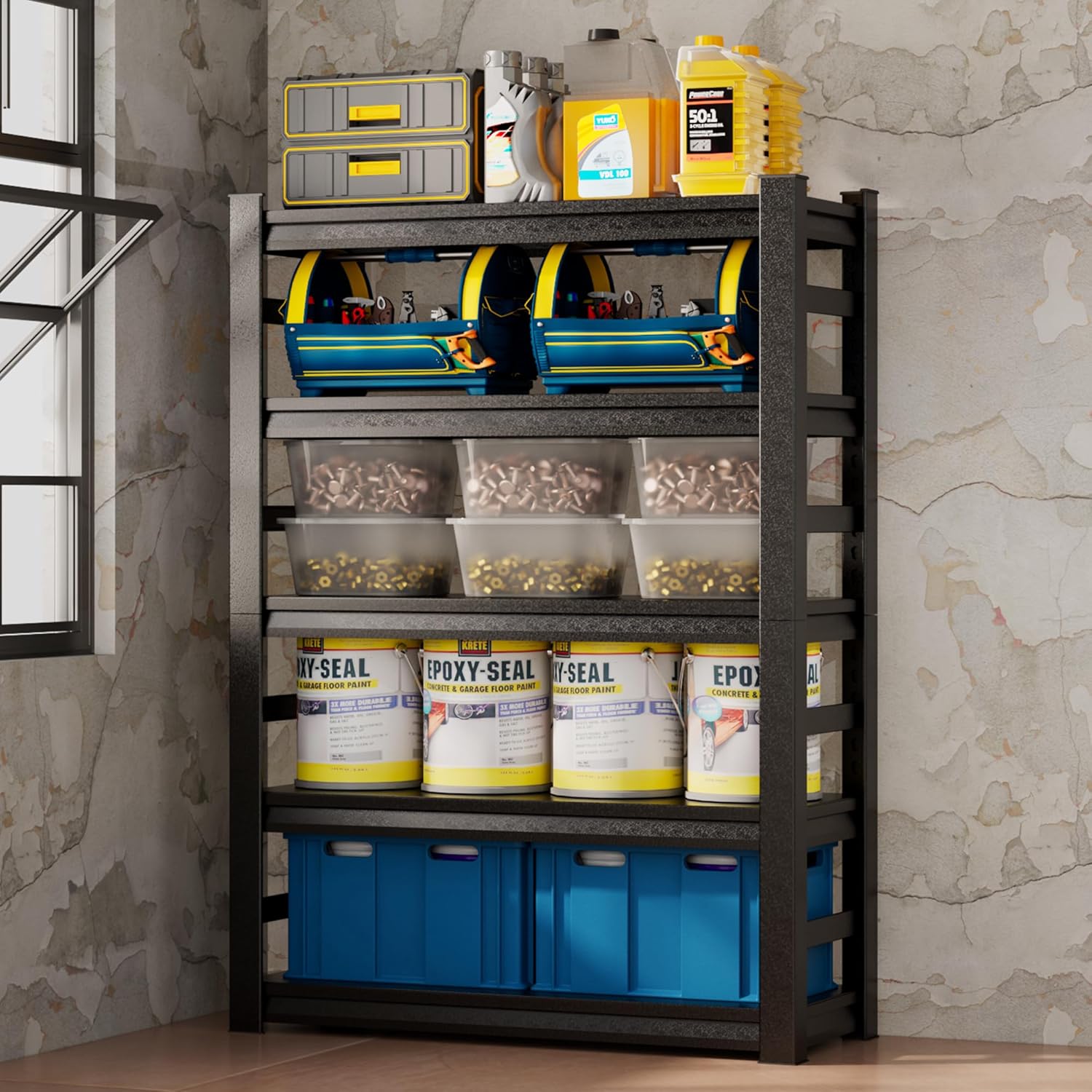 5 Tier Adjustable Metal Garage Shelving 31.5" W X 15.7" D X 63" H R126857