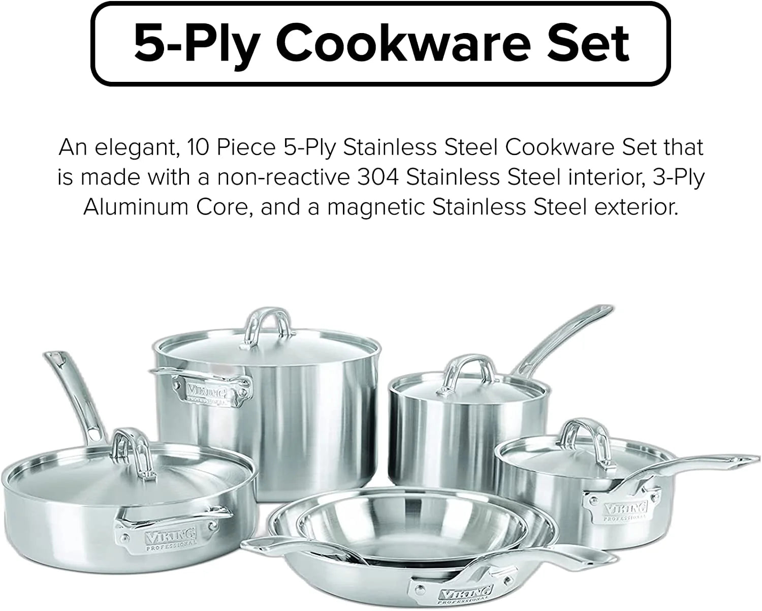 5-Ply Stainless Steel Cookware Set 10 Piece V7393