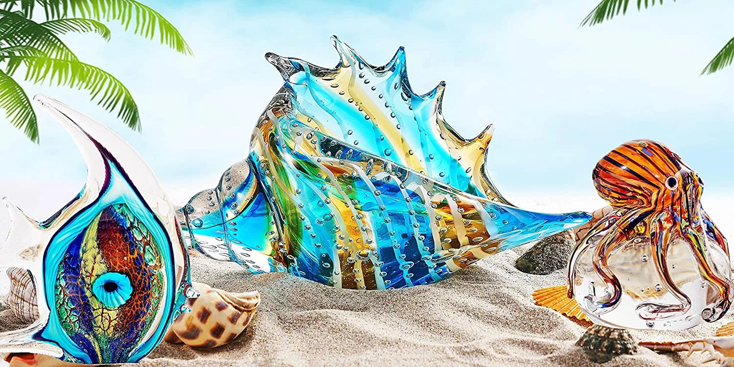 Hand Blown Glass Conch Figurines V40078